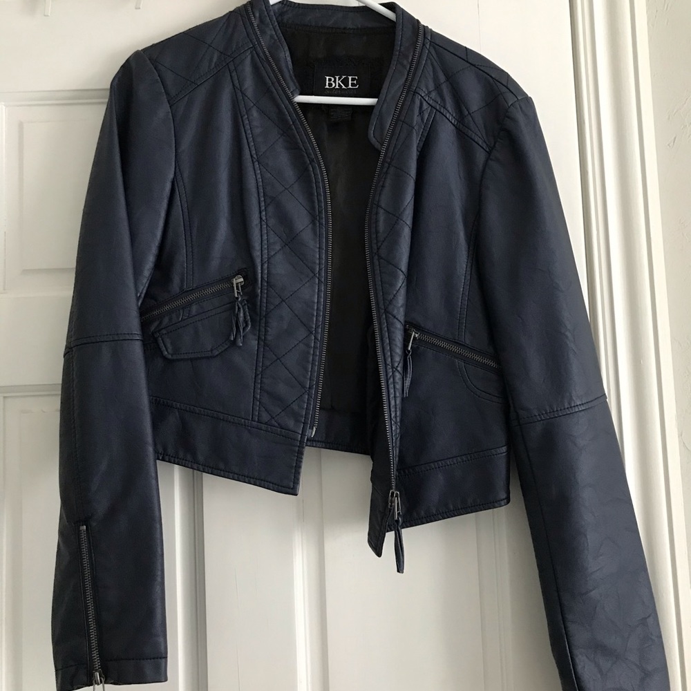 BKE Navy Leather Jacket